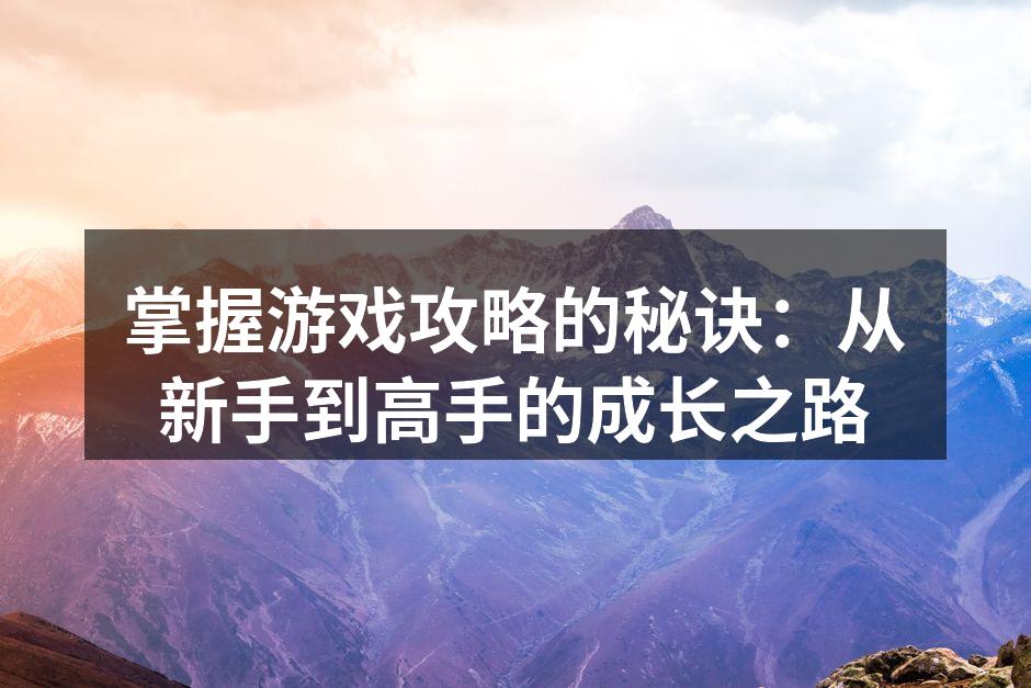 游戏攻略的核心要素